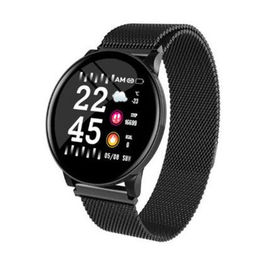 Big Round Touch Screen Smartwatch , Steel Strap Fitness Tracker Blood Pressure Smart Watch